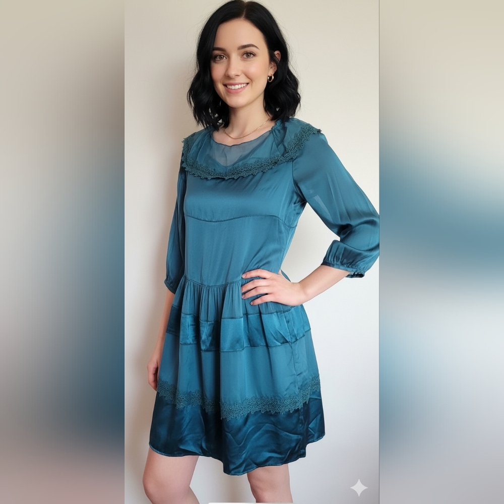 Nwt ALBERTA FERRETTI New Size 6 Limited Edition Silk Dress Gown in Blue
